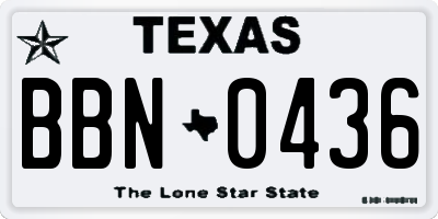 TX license plate BBN0436