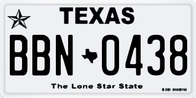 TX license plate BBN0438