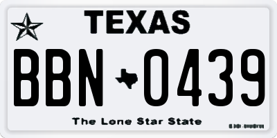 TX license plate BBN0439