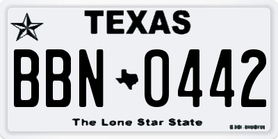 TX license plate BBN0442