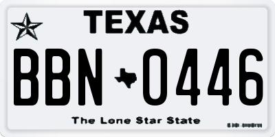 TX license plate BBN0446