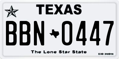 TX license plate BBN0447