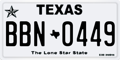 TX license plate BBN0449