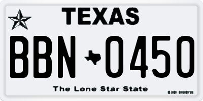 TX license plate BBN0450