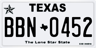 TX license plate BBN0452