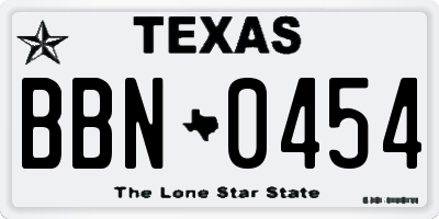 TX license plate BBN0454