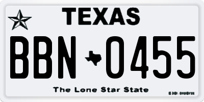 TX license plate BBN0455