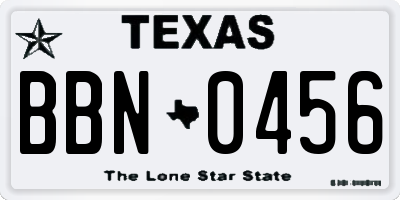 TX license plate BBN0456