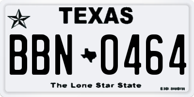 TX license plate BBN0464