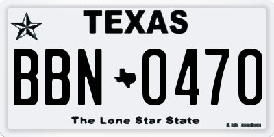 TX license plate BBN0470