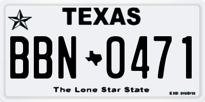 TX license plate BBN0471