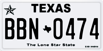 TX license plate BBN0474