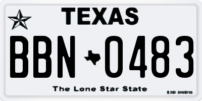 TX license plate BBN0483