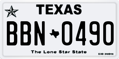 TX license plate BBN0490