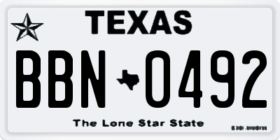 TX license plate BBN0492