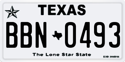 TX license plate BBN0493
