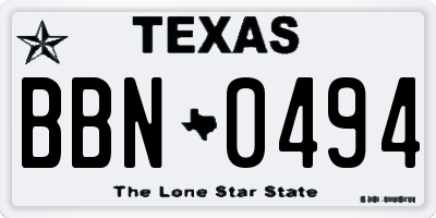 TX license plate BBN0494