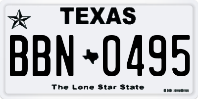 TX license plate BBN0495