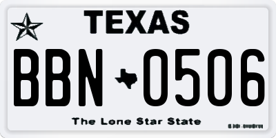 TX license plate BBN0506