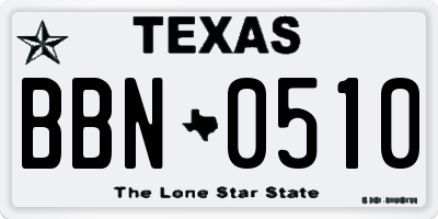 TX license plate BBN0510