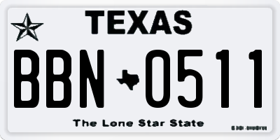 TX license plate BBN0511