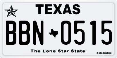 TX license plate BBN0515