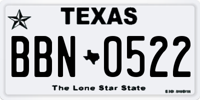 TX license plate BBN0522