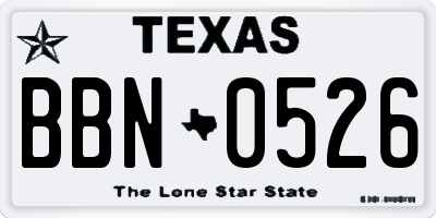 TX license plate BBN0526