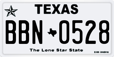 TX license plate BBN0528