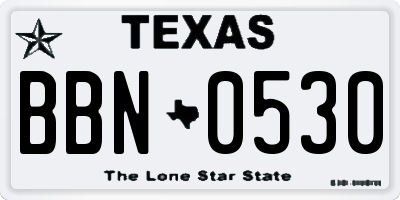 TX license plate BBN0530