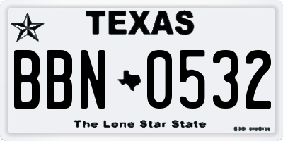 TX license plate BBN0532