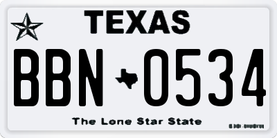 TX license plate BBN0534