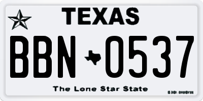 TX license plate BBN0537