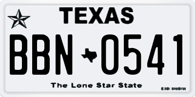 TX license plate BBN0541