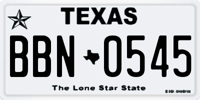 TX license plate BBN0545