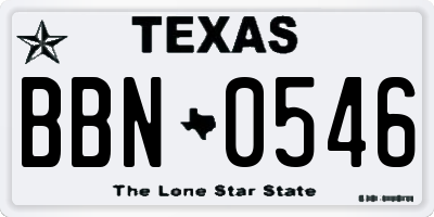 TX license plate BBN0546