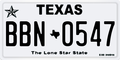 TX license plate BBN0547