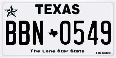 TX license plate BBN0549