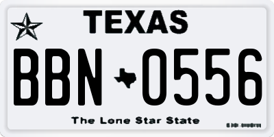 TX license plate BBN0556