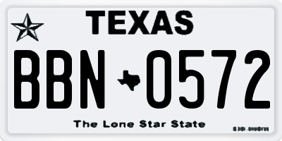 TX license plate BBN0572