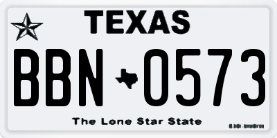 TX license plate BBN0573