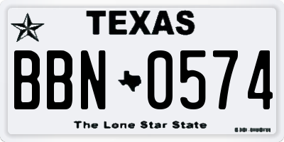 TX license plate BBN0574