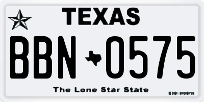 TX license plate BBN0575