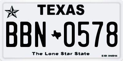 TX license plate BBN0578