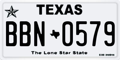 TX license plate BBN0579