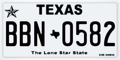 TX license plate BBN0582