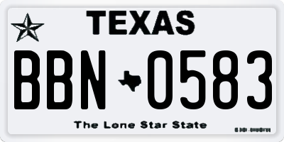 TX license plate BBN0583