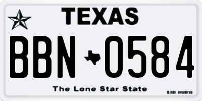 TX license plate BBN0584
