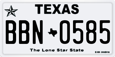 TX license plate BBN0585