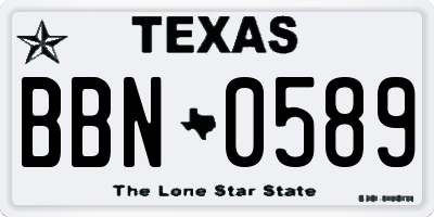 TX license plate BBN0589